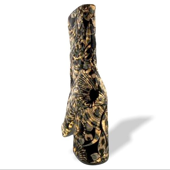 ASH WOMEN’S AS-FLORA MID-CALF BLOCK-HEEL BOOTS IN GOLD & BLACK WOMEN SIZES 9, 10 - Picture 4 of 15